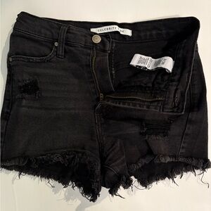 Celebrity Pink Women's Black Frayed Jean Shorts- Juniors size